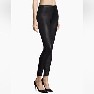 Alice + Olivia Front-Zip Leather Leggings Sz 10